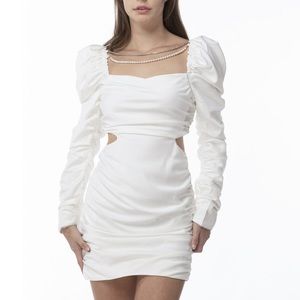 Pearl glamorous silk white dress